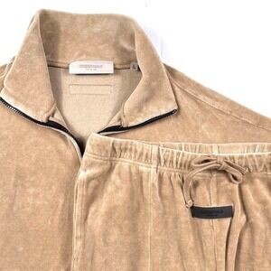 Essentials FOG Wmn's Oak Tan Velour Joggers/Qurter Zip Sweatpants Set Sz L